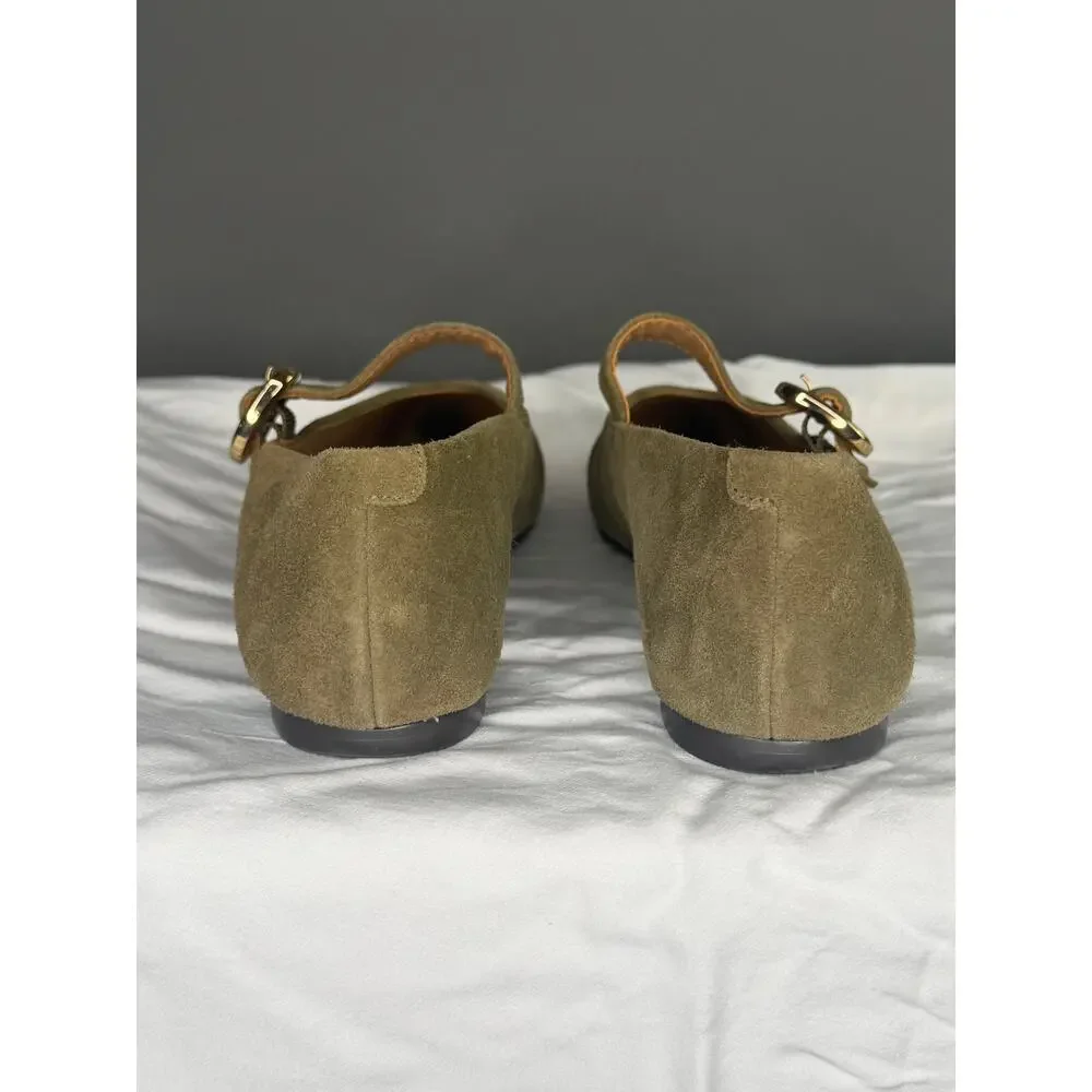 Madewell The Remy Mary Jane Flat in Aged Olive Green Suede Size 8